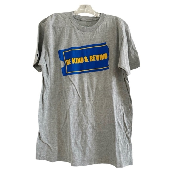 Be Kind & Rewind Blockbuster Men’s Gray Ticket Logo T-shirt DVDVHS Rental-Size L - Picture 1 of 4